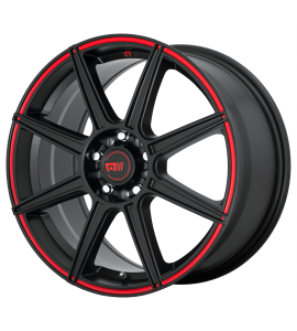 17x7 Motegi Wheels MR142 CS8 5x100/5x114.3 Satin Black With Red Stripe 40 Offset (5.57 Backspace) 72.6 Centerbore | MR14277031940