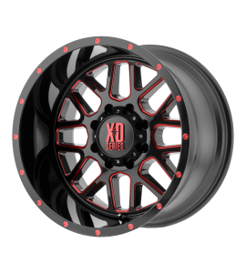 20x9 XD Off-Road Series by KMC Wheels XD820 GRENADE 6x139.7 Satin  Black Milled With Red Clear Coat 0 Offset (5.00 Backspace) 106.25 Centerbore | XD82029068900RC