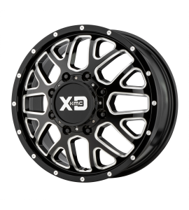 20x8.25 XD Off-Road Series by KMC Wheels XD843 GRENADE DUALLY 8x165.10 Gloss Black Milled - Front 127 Offset (9.63 Backspace) 125.5 Centerbore | XD843208803127